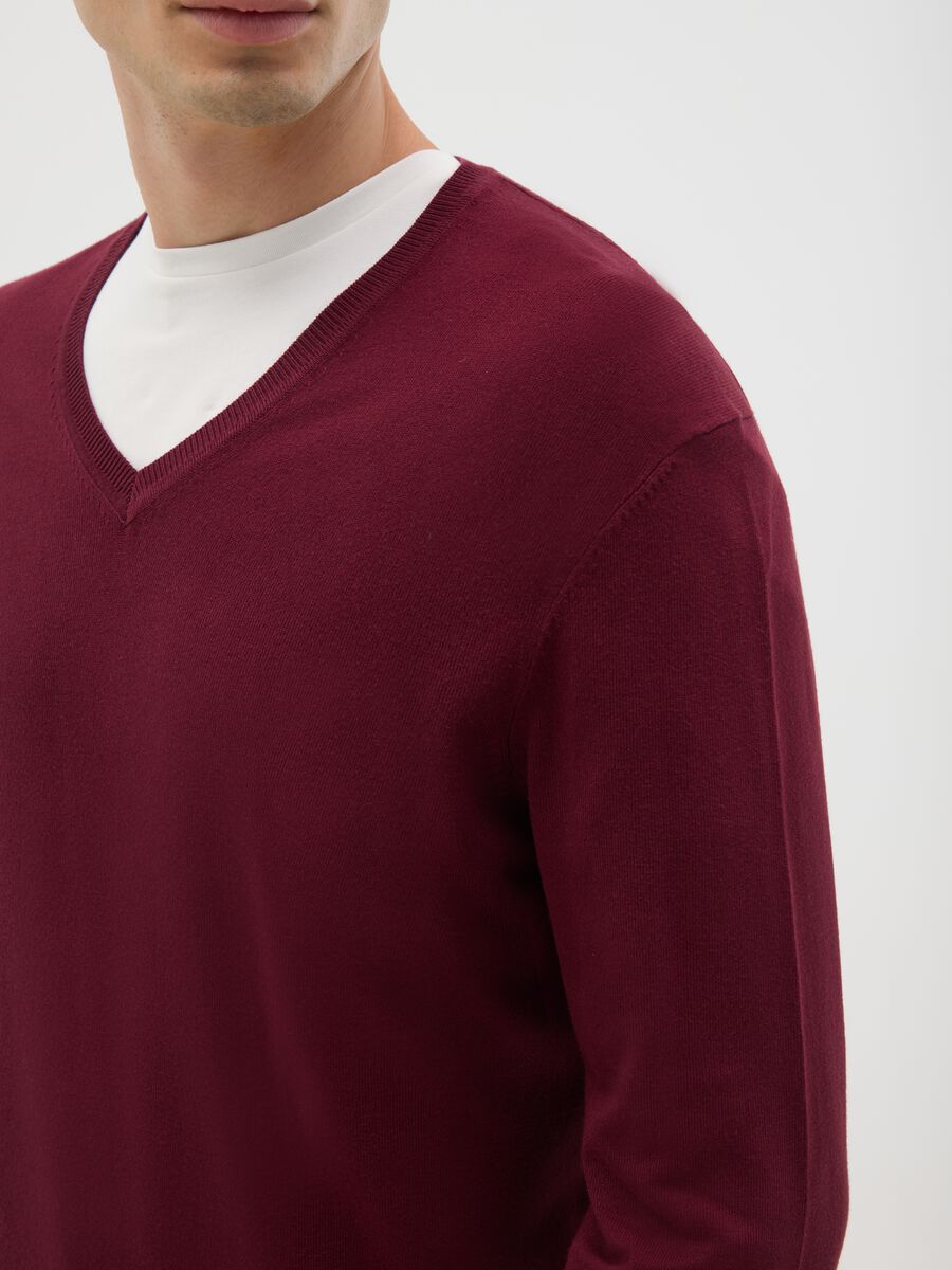 Red mixed material sweater, regular fit_2