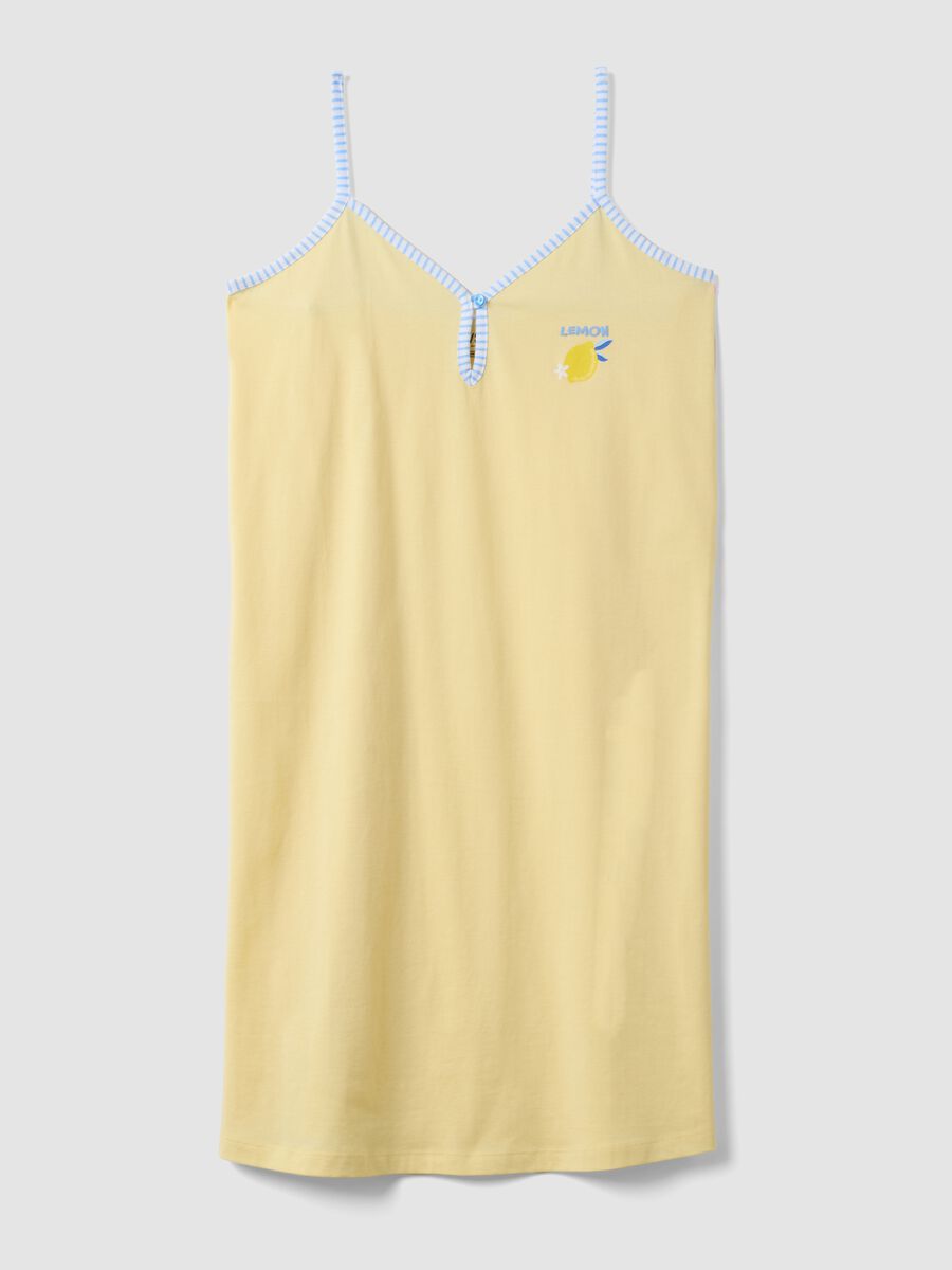 Yellow organic cotton nightdress with thin straps_4
