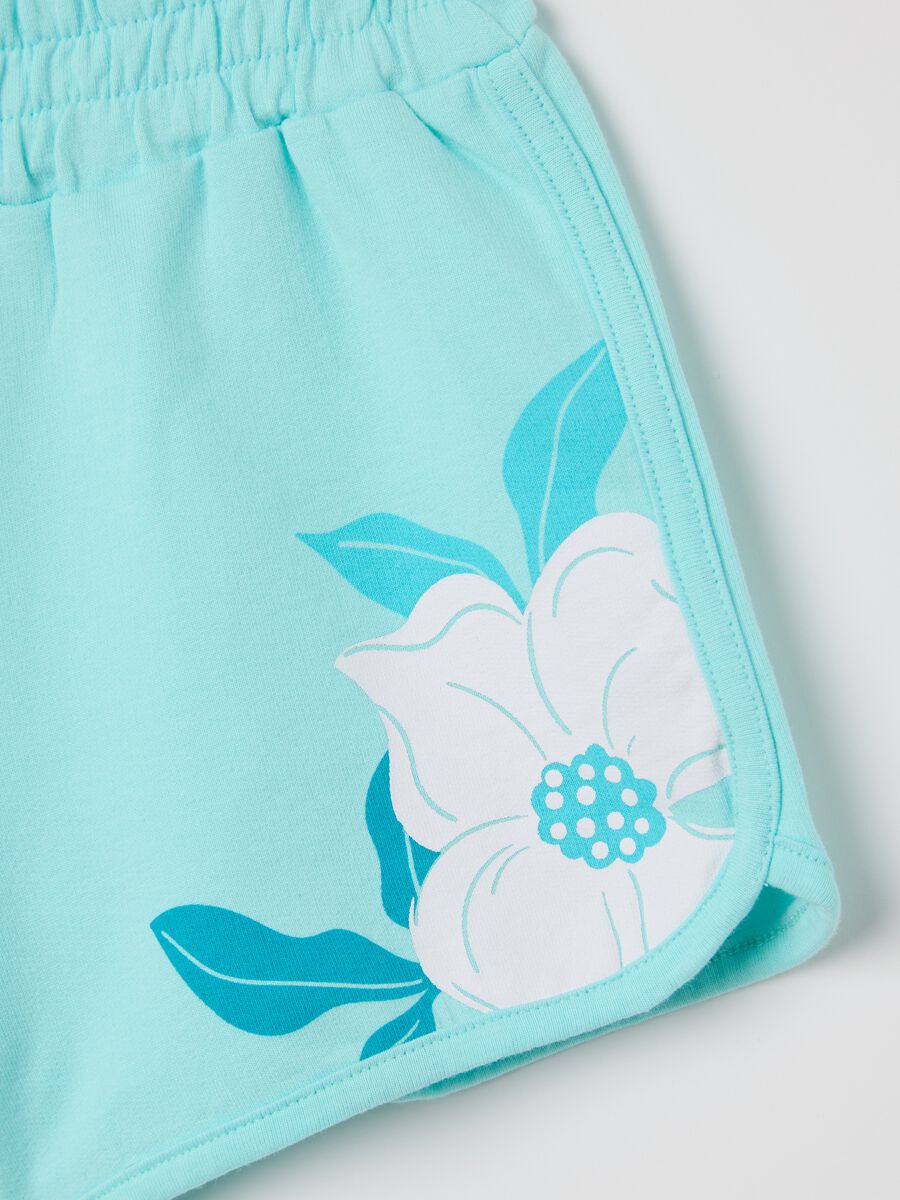 Light blue French terry shorts with print_3