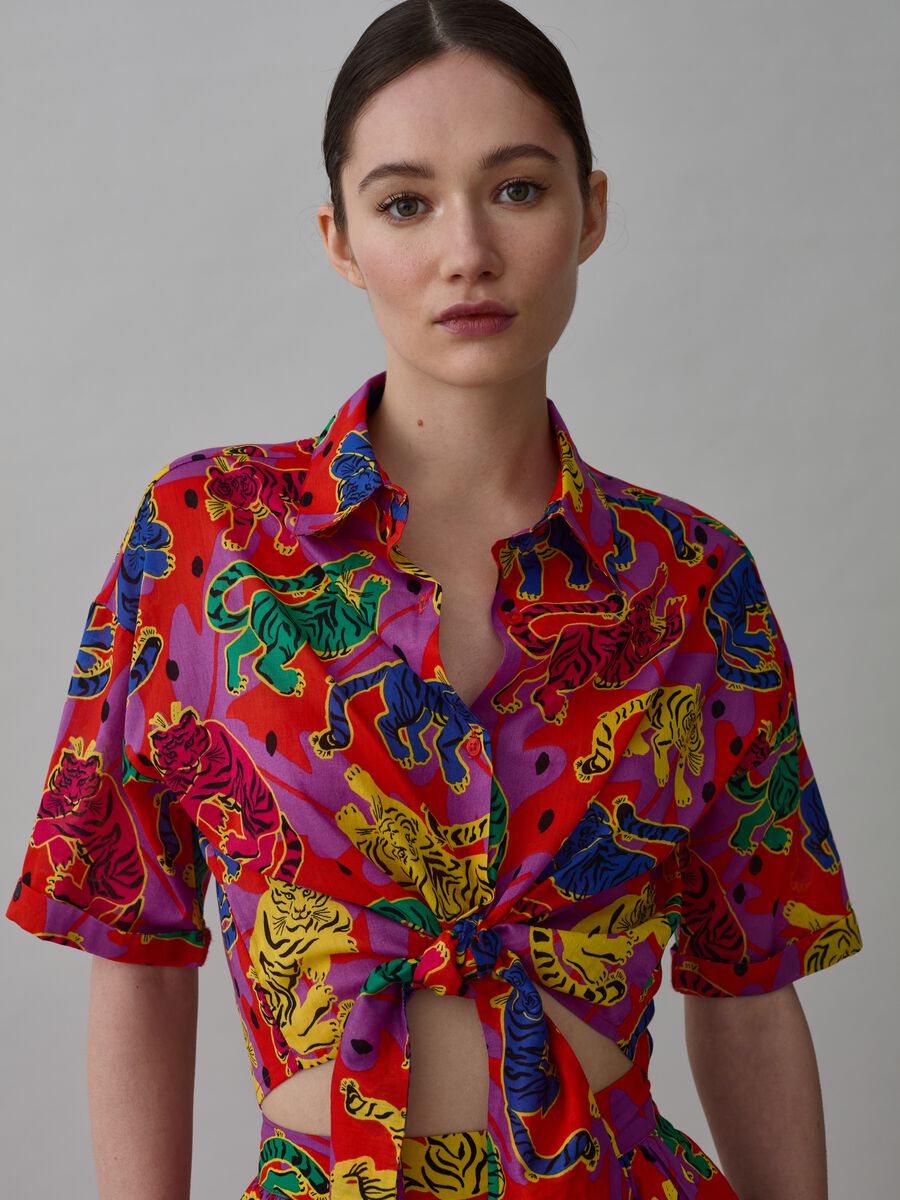 Short-sleeved shirt with tigers print_1