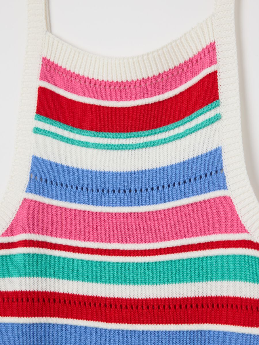 Sleeveless dress with multicoloured stripes_5