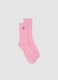 Calze sportive rosa in cotone elasticizzato con logo ricamato_0