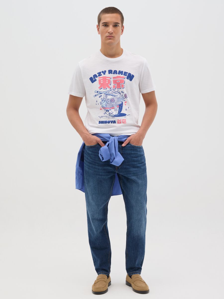 White Cotton Lazy Ramen T-Shirt_1