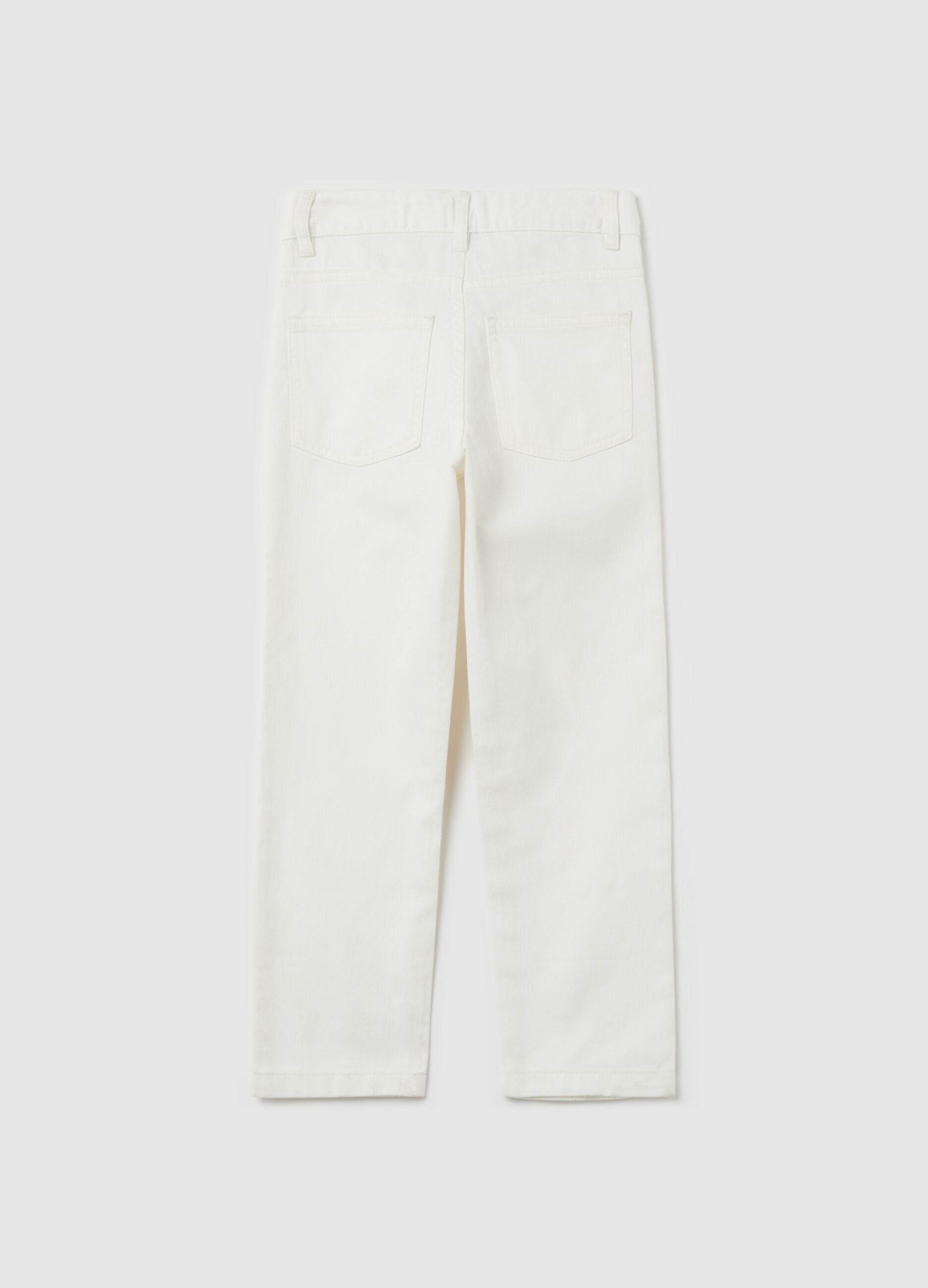 Cotton and linen trousers with five pockets