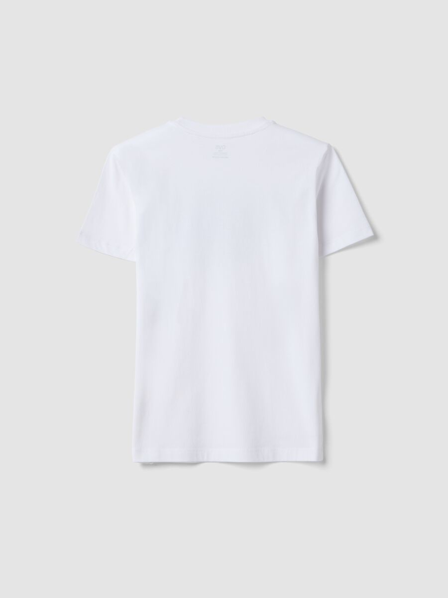 T-shirt in puro cotone bianca da ragazzo regular fit con scritta Swag_1