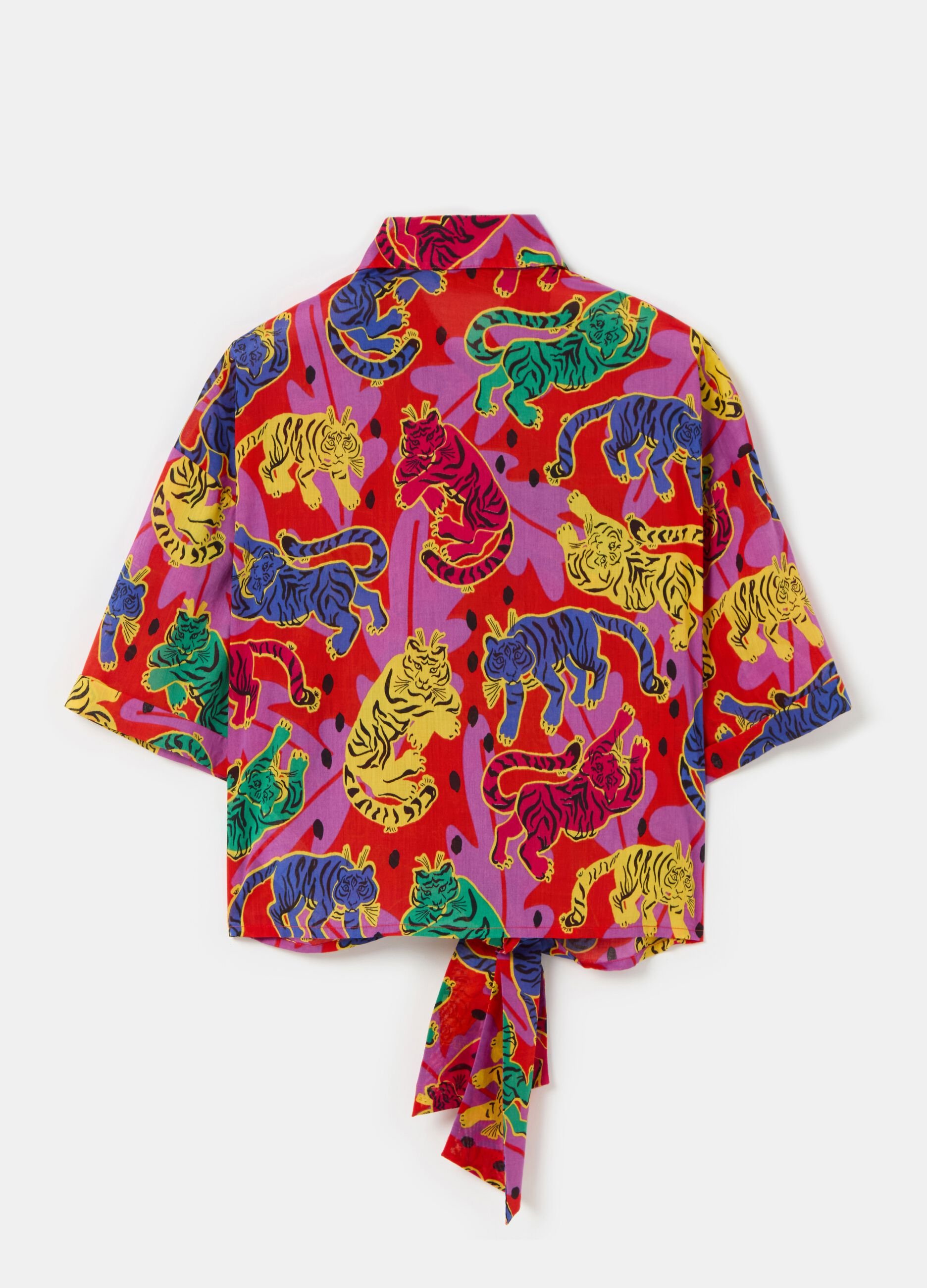Camicia a maniche corte con stampa tigri