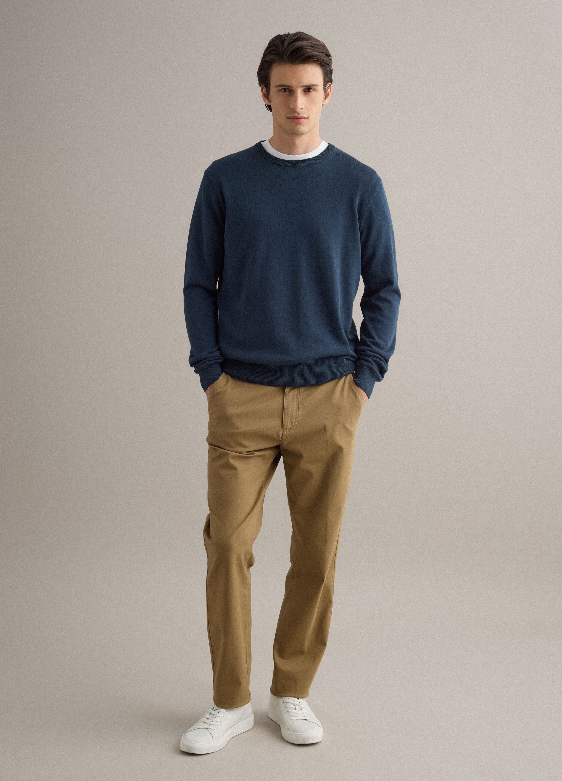 Blue Cotton Jumper, Regular Fit