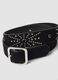 Black genuine leather studded belt_2