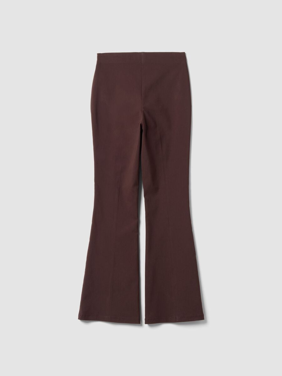 Leggings flare marroni in viscosa elasticizzato_6