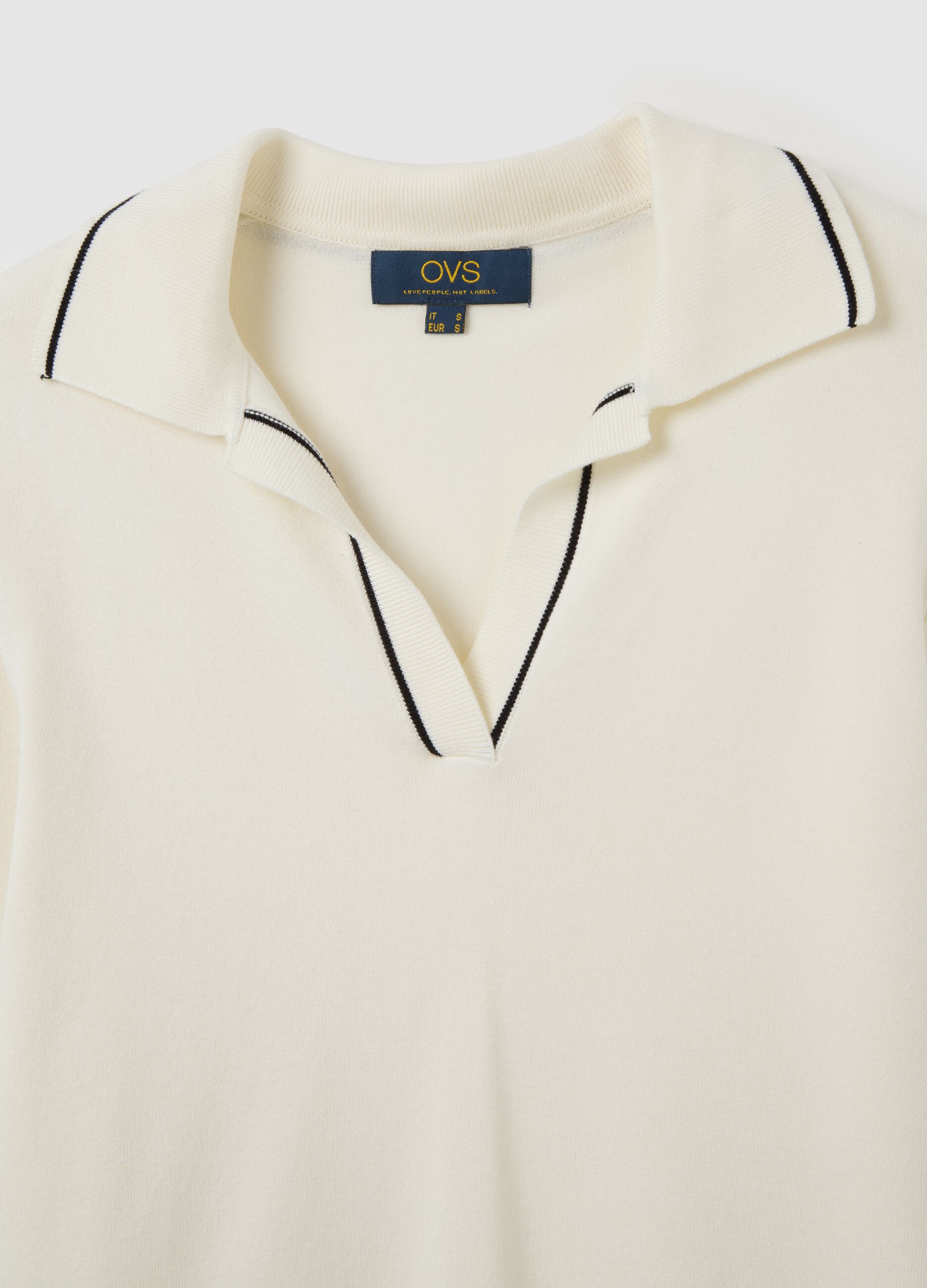 White Polo Sweater in Viscose Blend