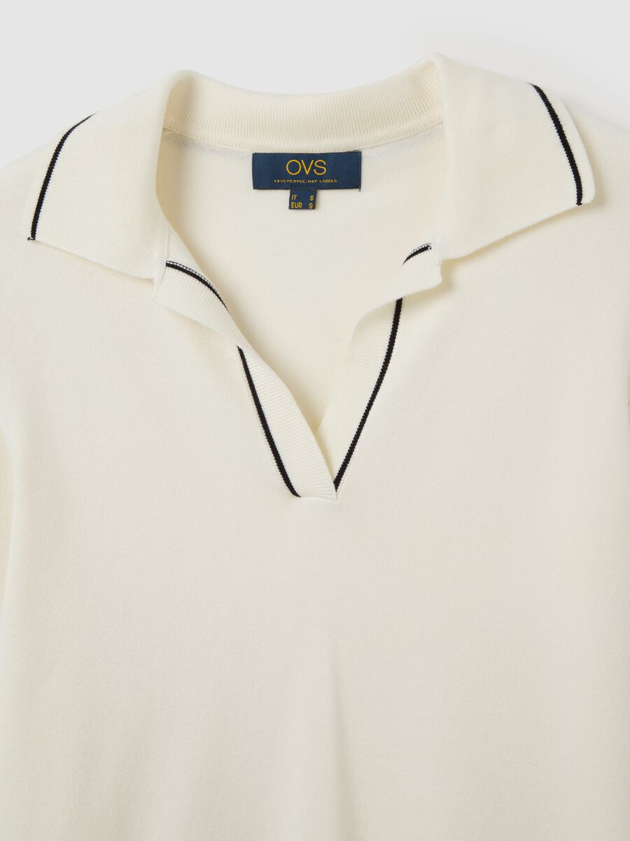White Polo Sweater in Viscose Blend_1