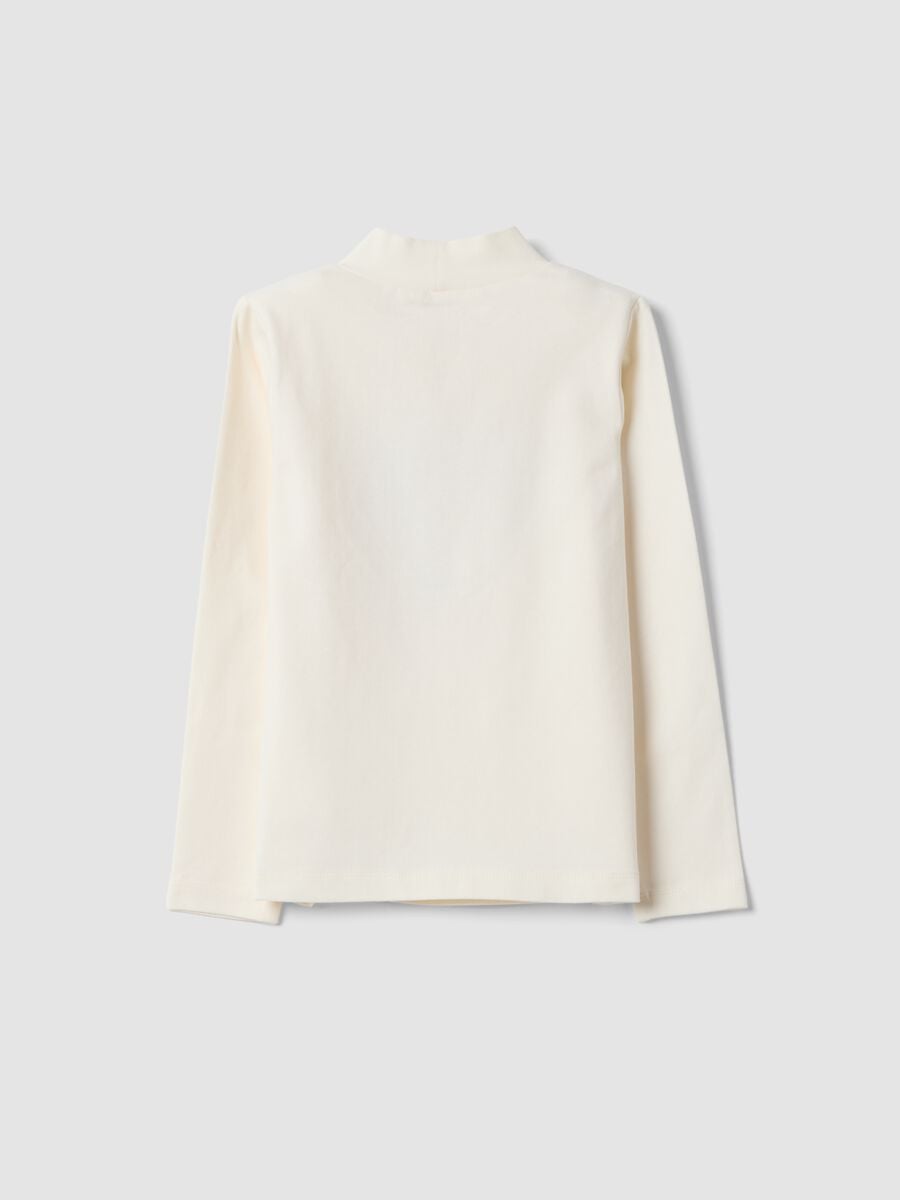 T-shirt bianca in cotone elasticizzato con stampa Minnie_1