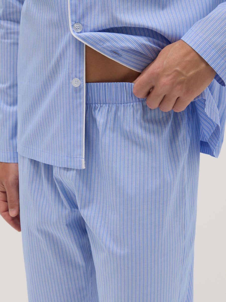 Blue striped pure cotton pyjamas with regular fit_3