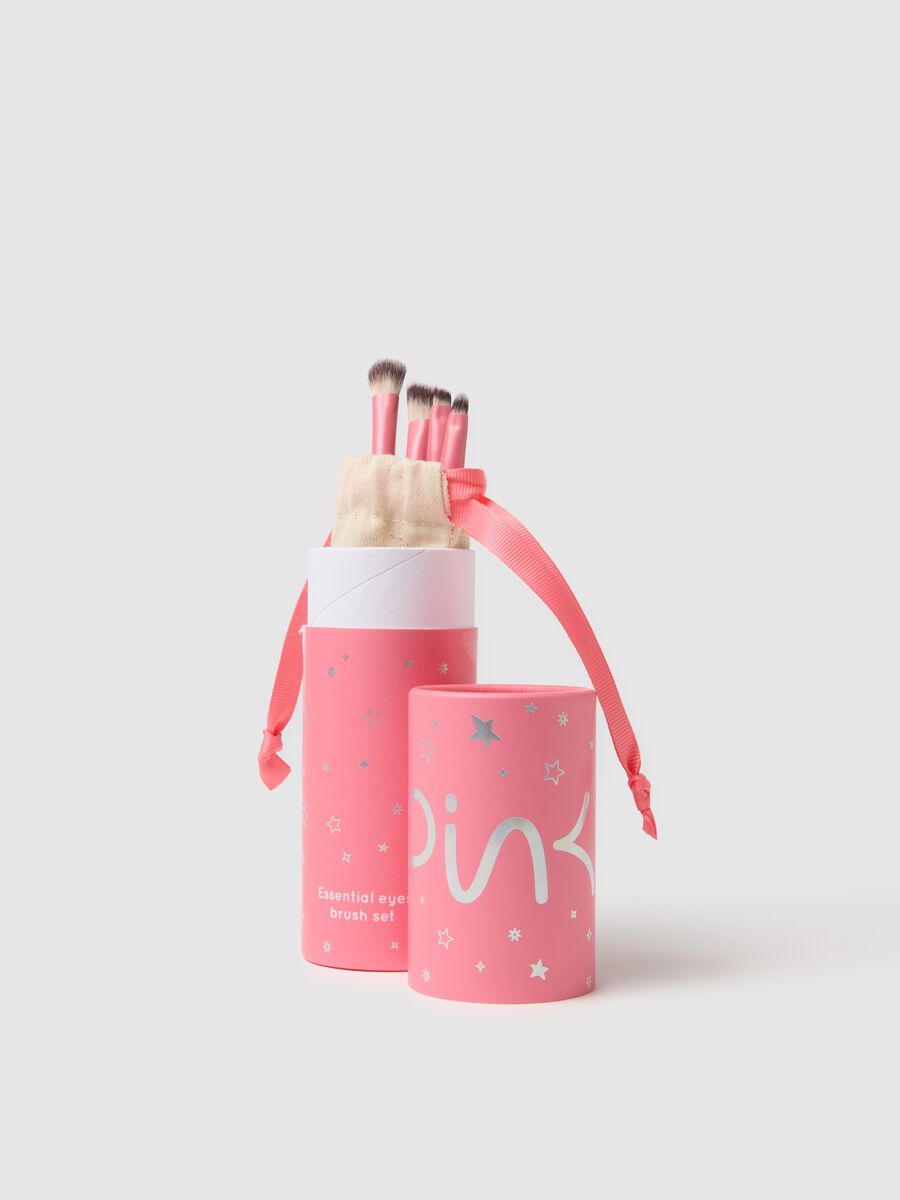 Pink essential eye brush set - kit with 4 brushes for eyes and eyebrows_2