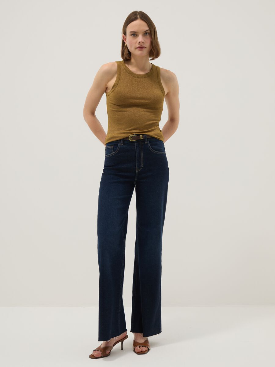 Yellow glitter top regular fit with thin straps_2