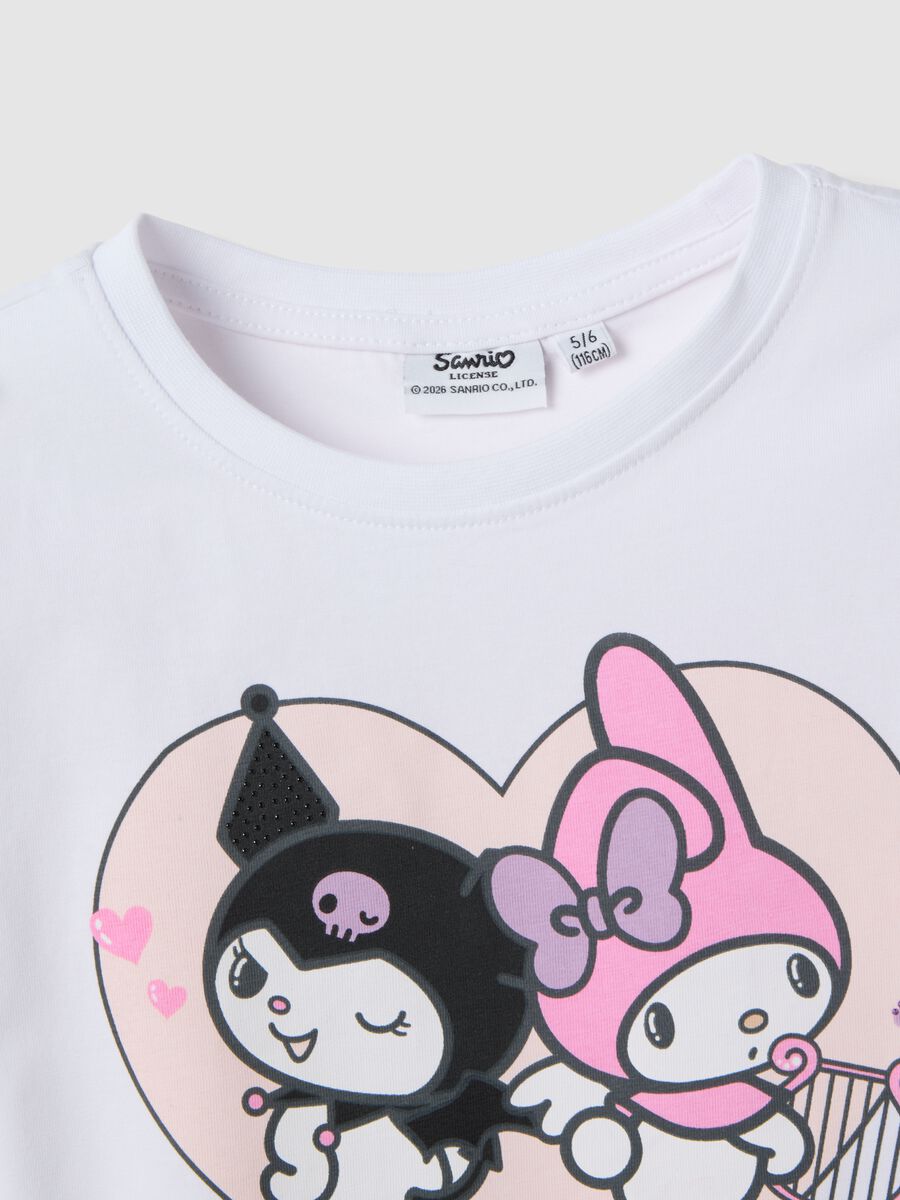 Girls' Stretch Cotton White T-shirt with Kuromi_3