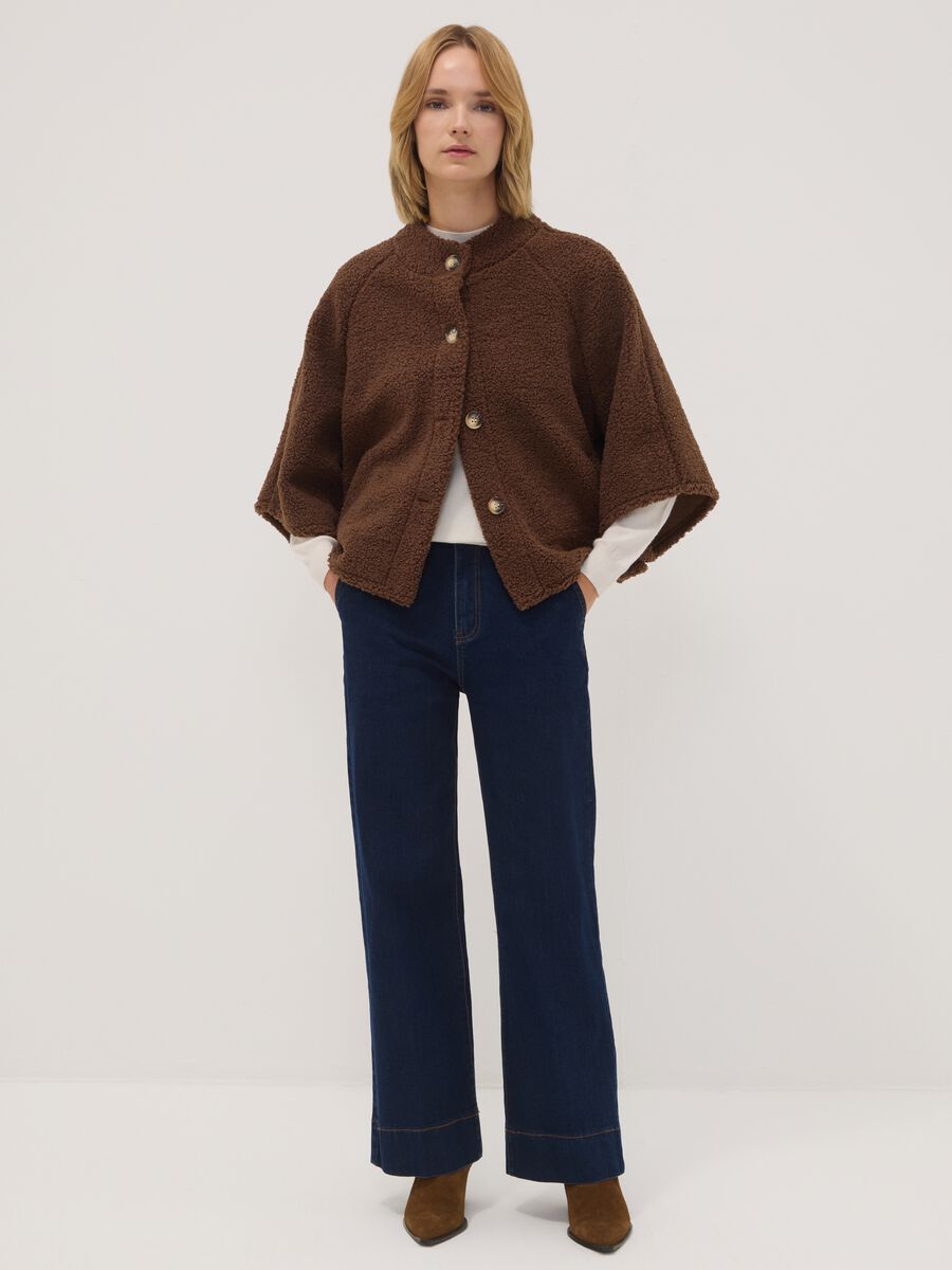 Cappotto marrone scuro regular fit con bottoni_1
