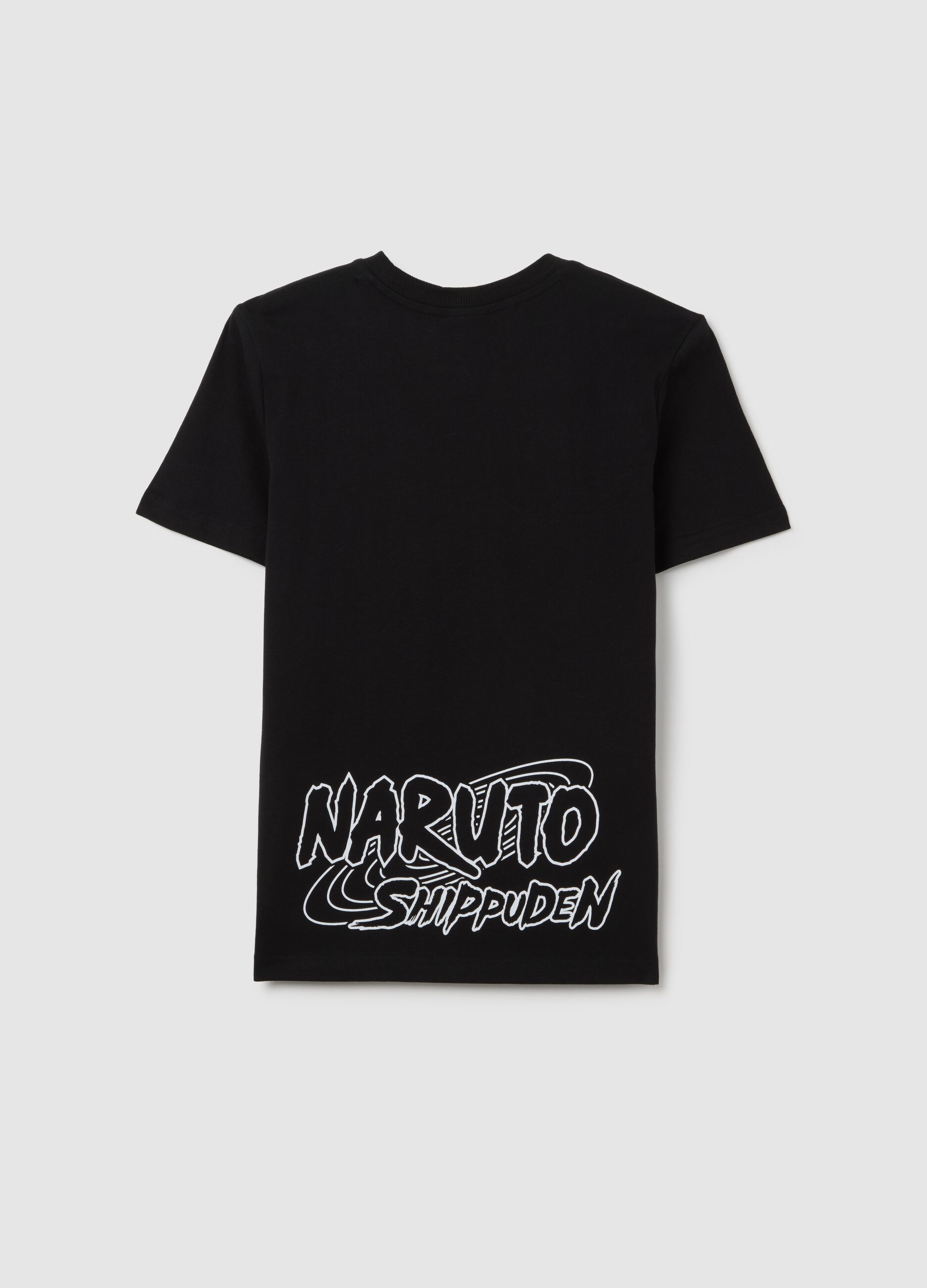 Boys’ oversized black T-shirt in 100% cotton with Naruto print