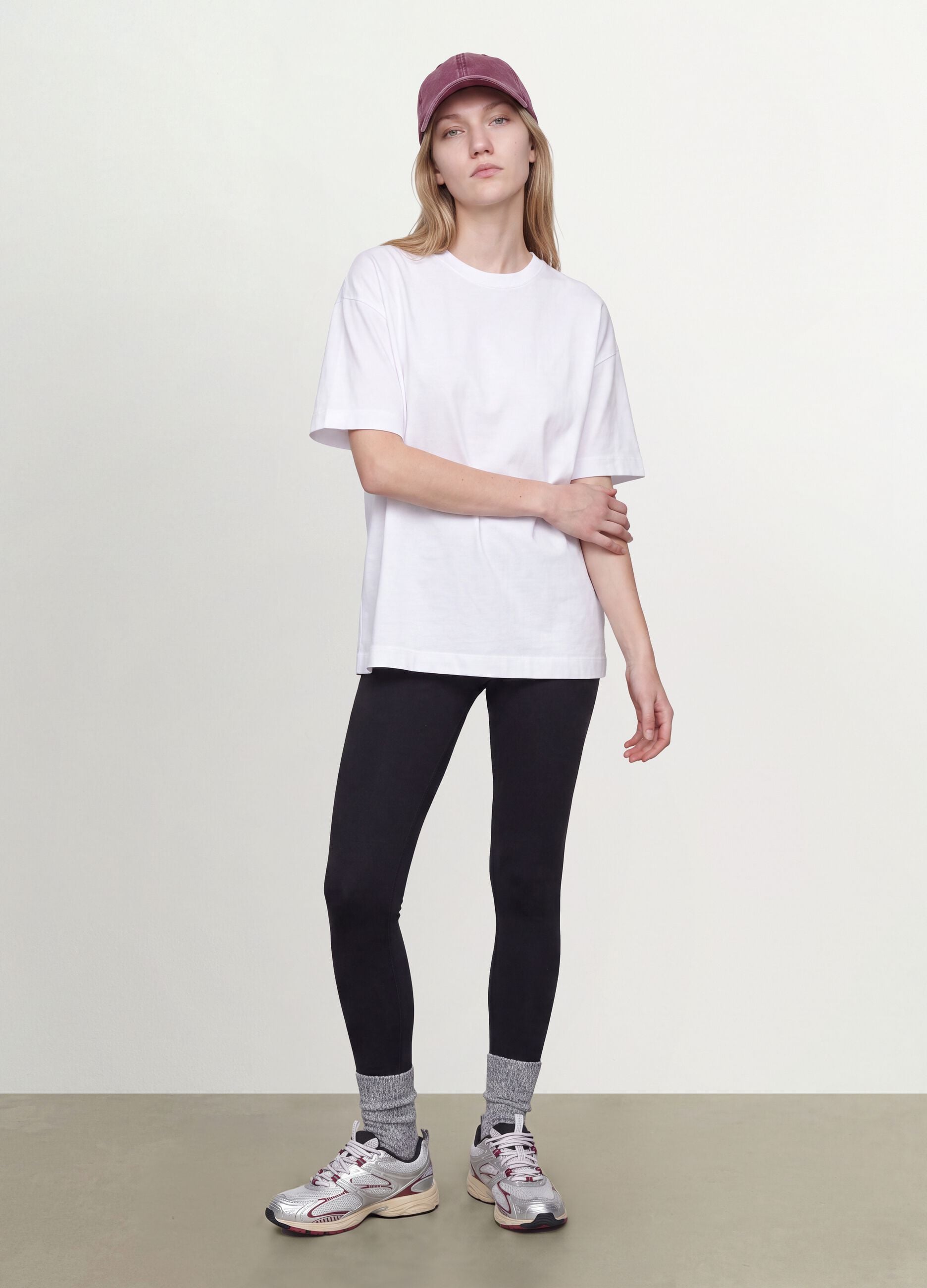 Leggings in cotone elasticizzato nero slim fit