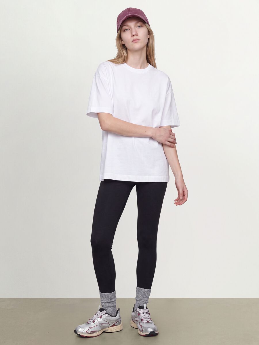 Leggings in cotone elasticizzato nero slim fit_0