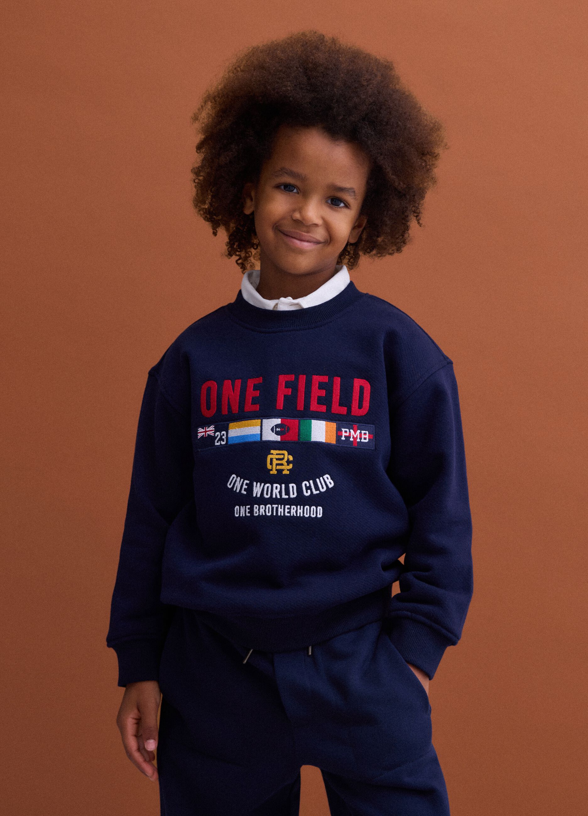 Blue oversized sweatshirt in pure organic cotton with print