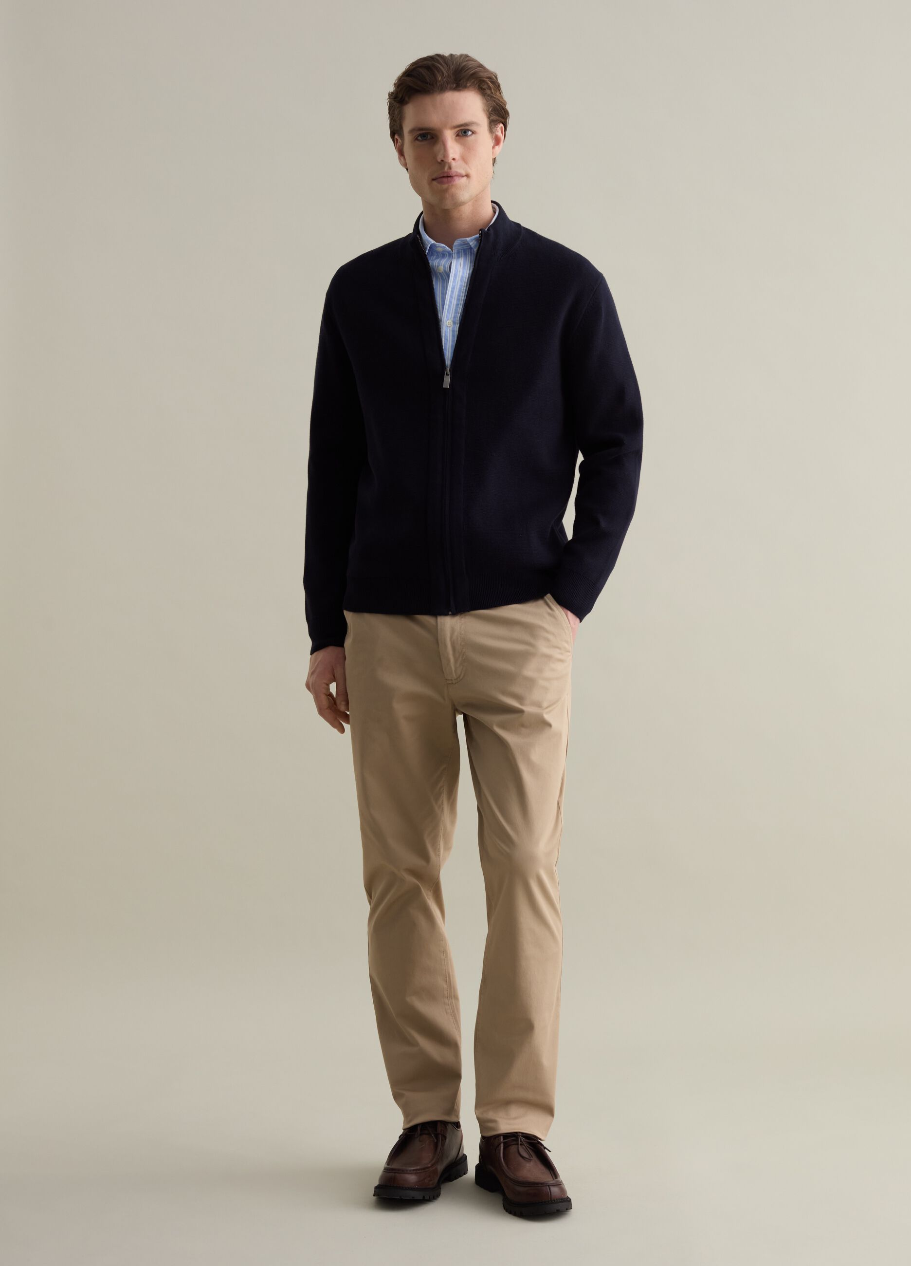Cardigan full-zip a collo alto