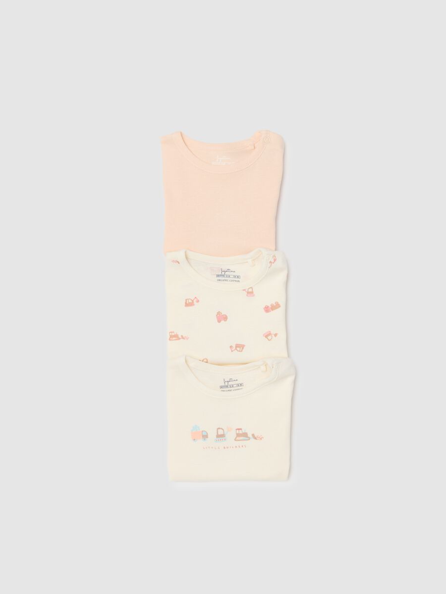 Multi-coloured short sleeve baby bodysuit tripack in pure cotton_3