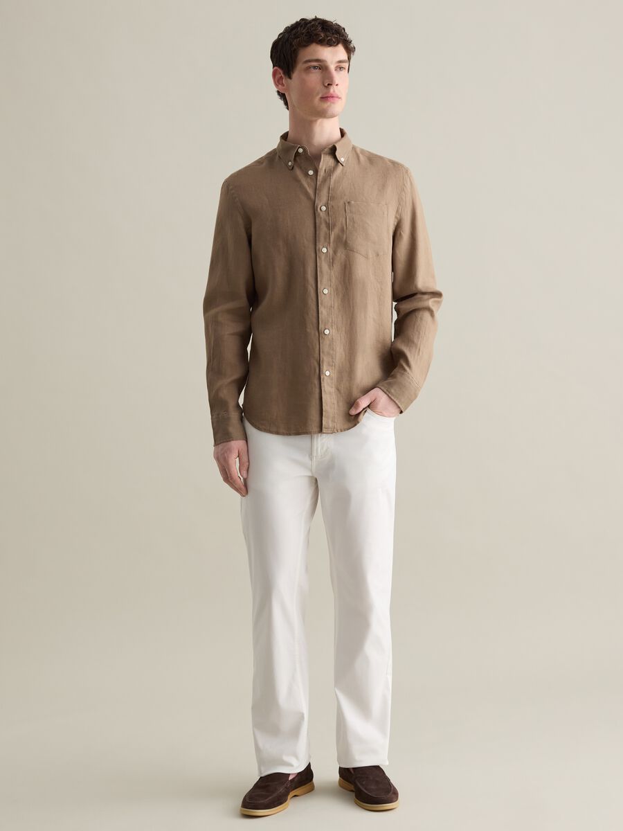 Brown shirt in 100% linen_1