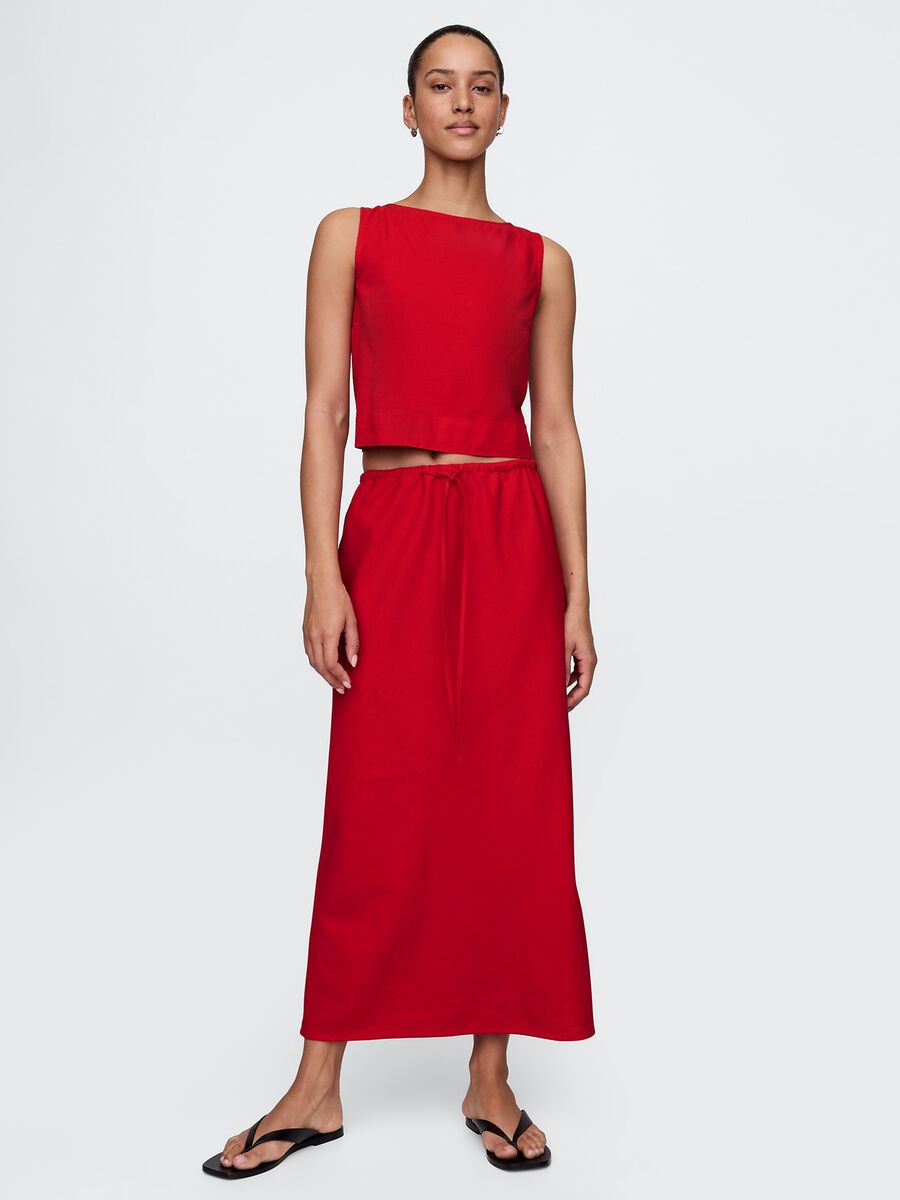 Red Linen and Viscose Tank Top_1