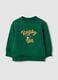 Oversized green sweatshirt in pure organic cotton with college print_3