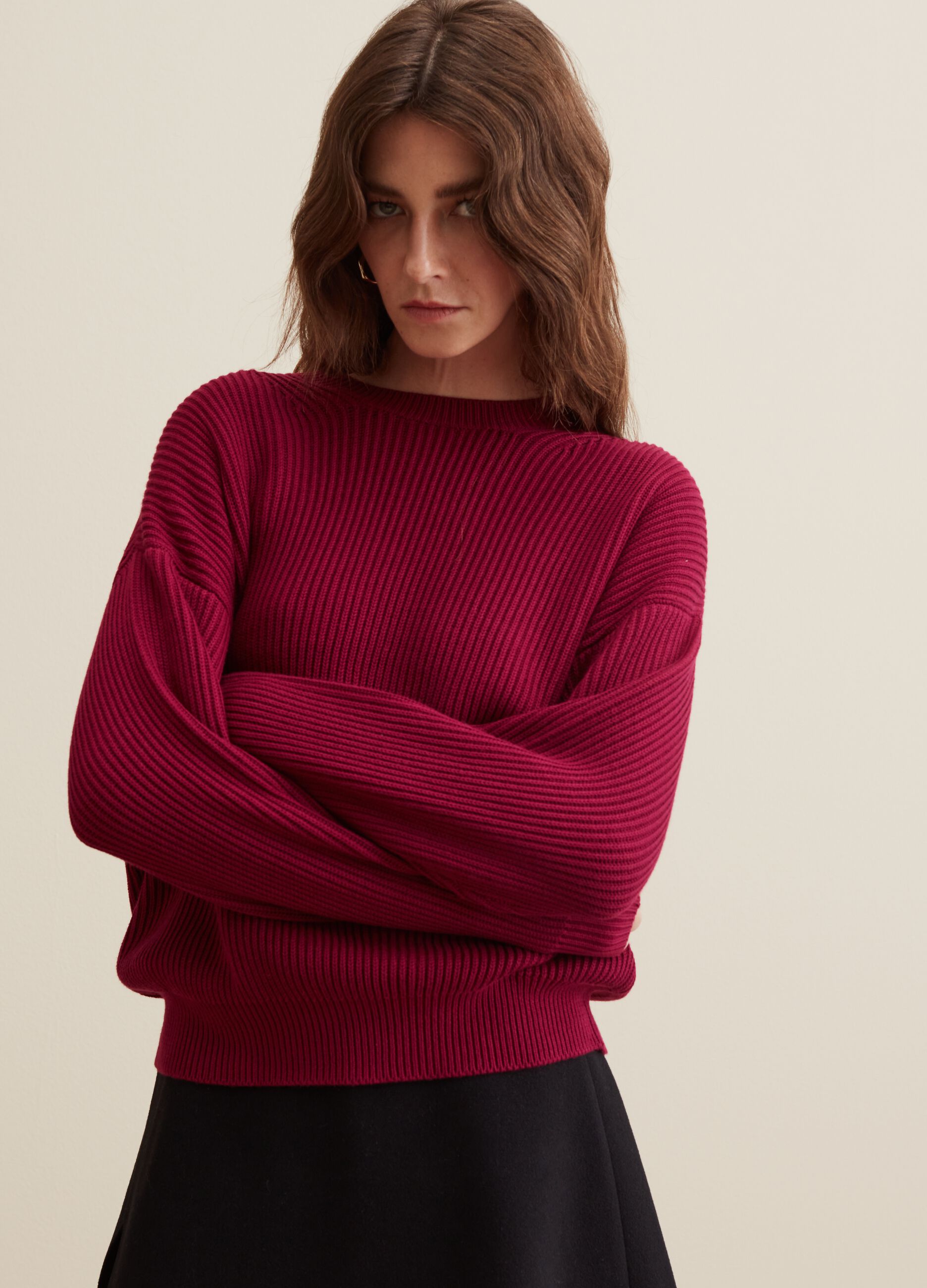 Pullover oversize con lavorazione a coste_1