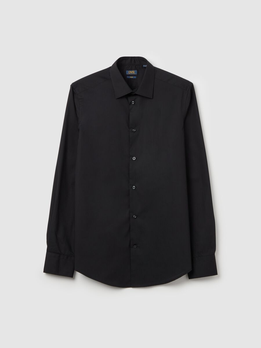 Slim-fit solid colour easy-iron shirt_4