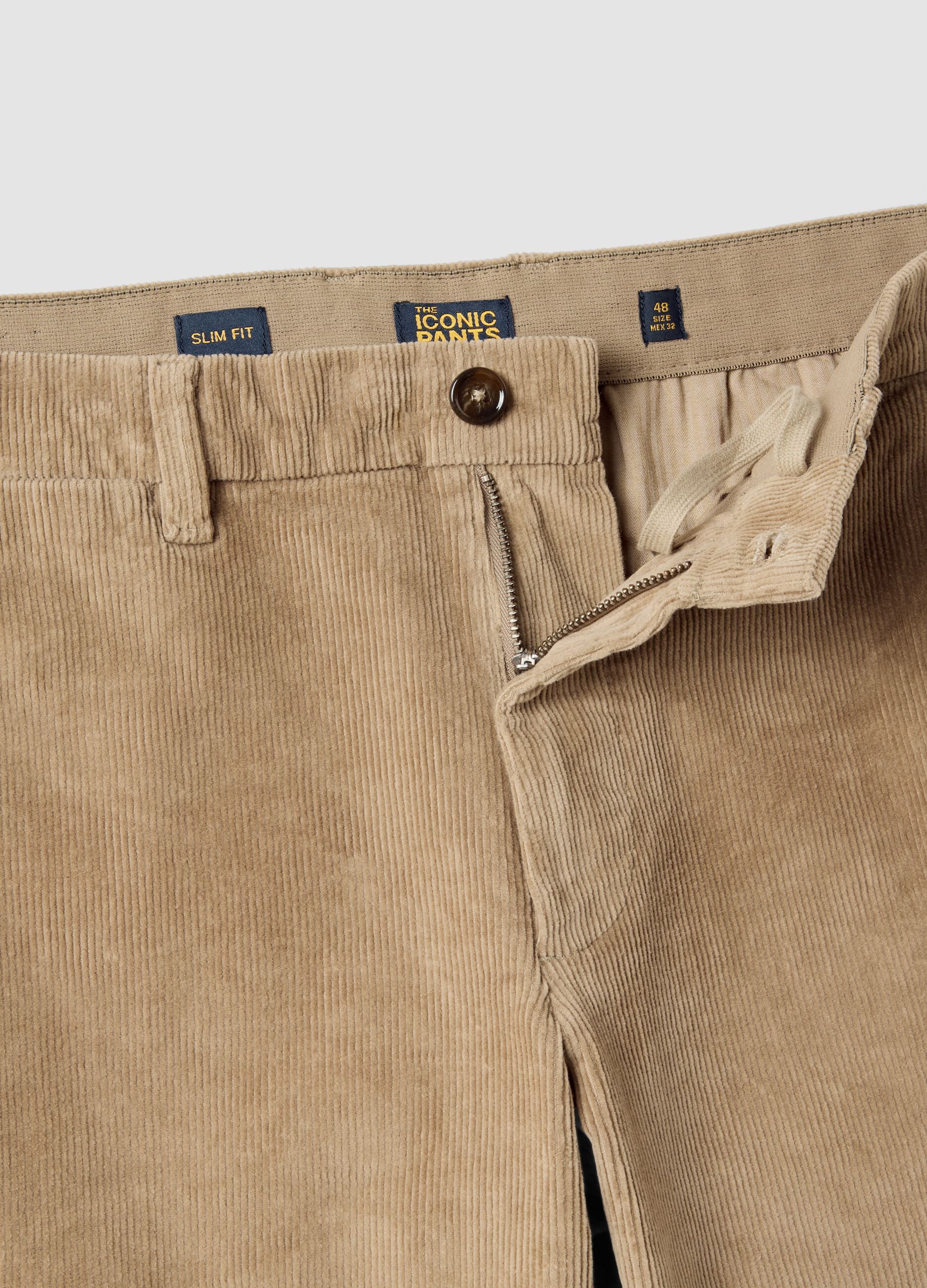 Pantaloni chino beige in cotone elasticizzato slim fit