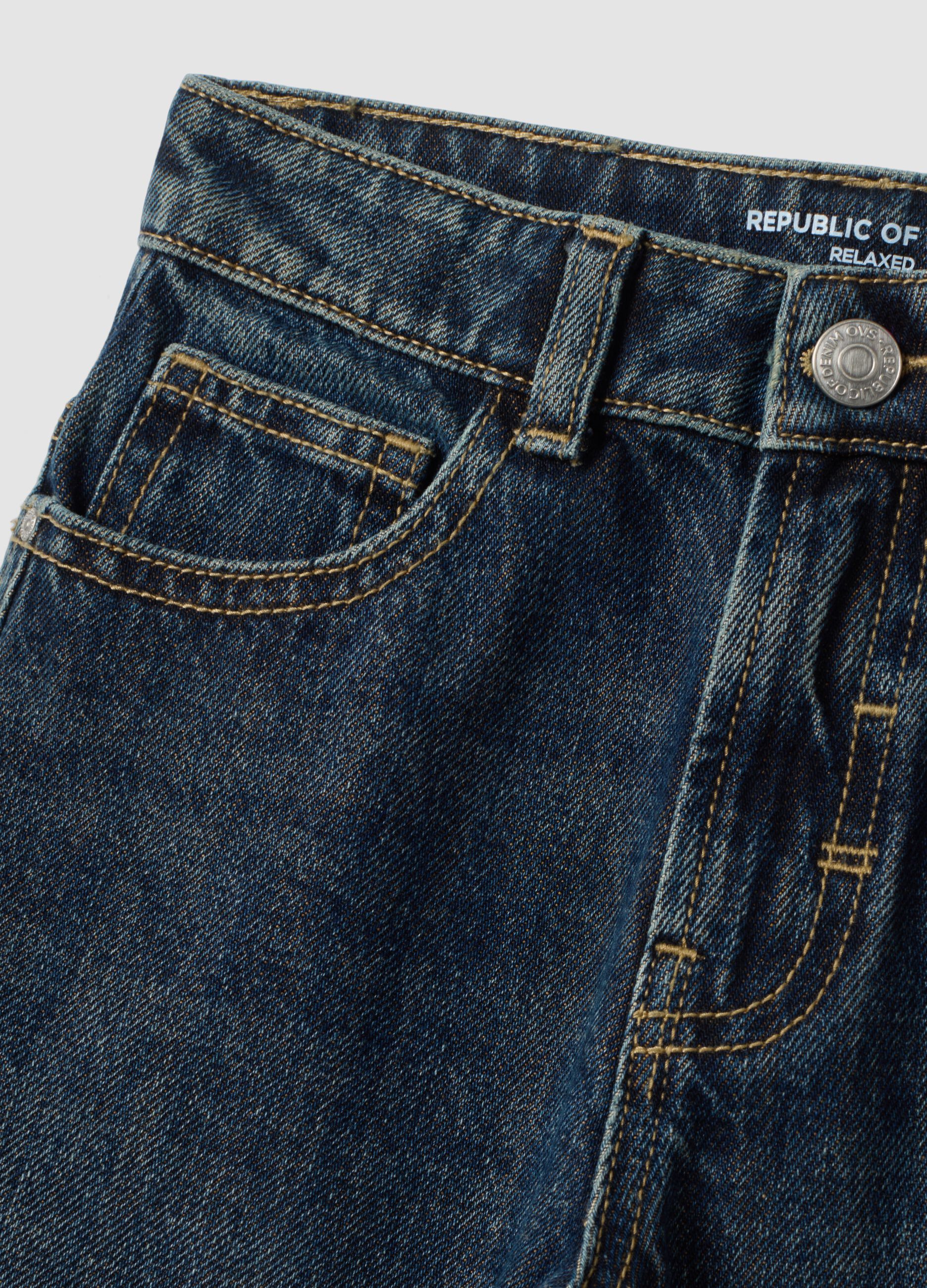 Blue relaxed-fit pure cotton jeans for boys