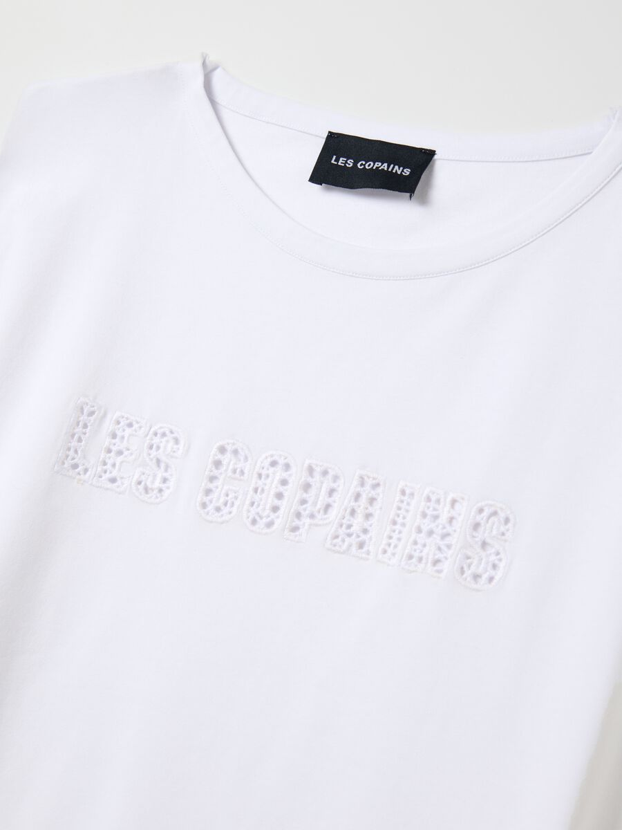 White stretch cotton T-shirt with logo_5