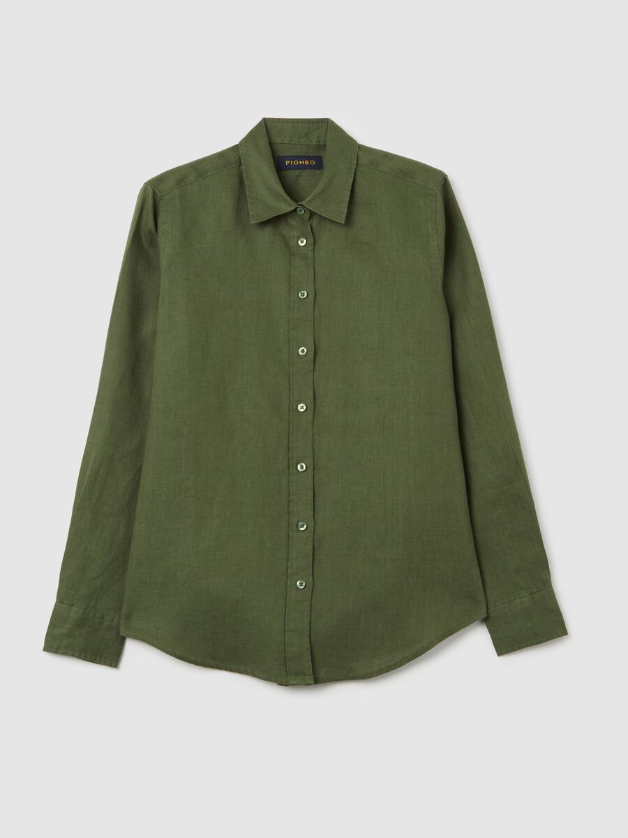 Green regular-fit shirt in linen_4