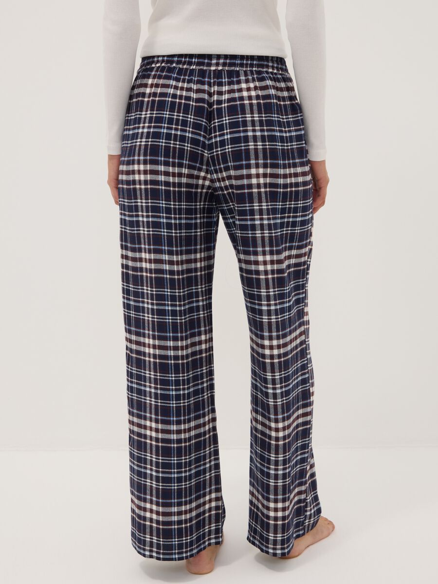 Blue checked pure viscose pyjama trousers_3
