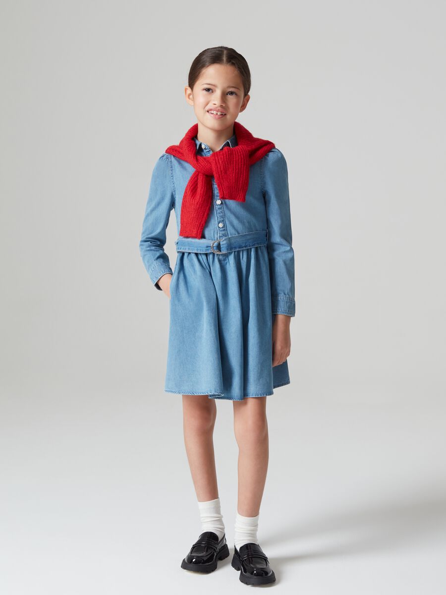 Vestito in denim con cintura_0