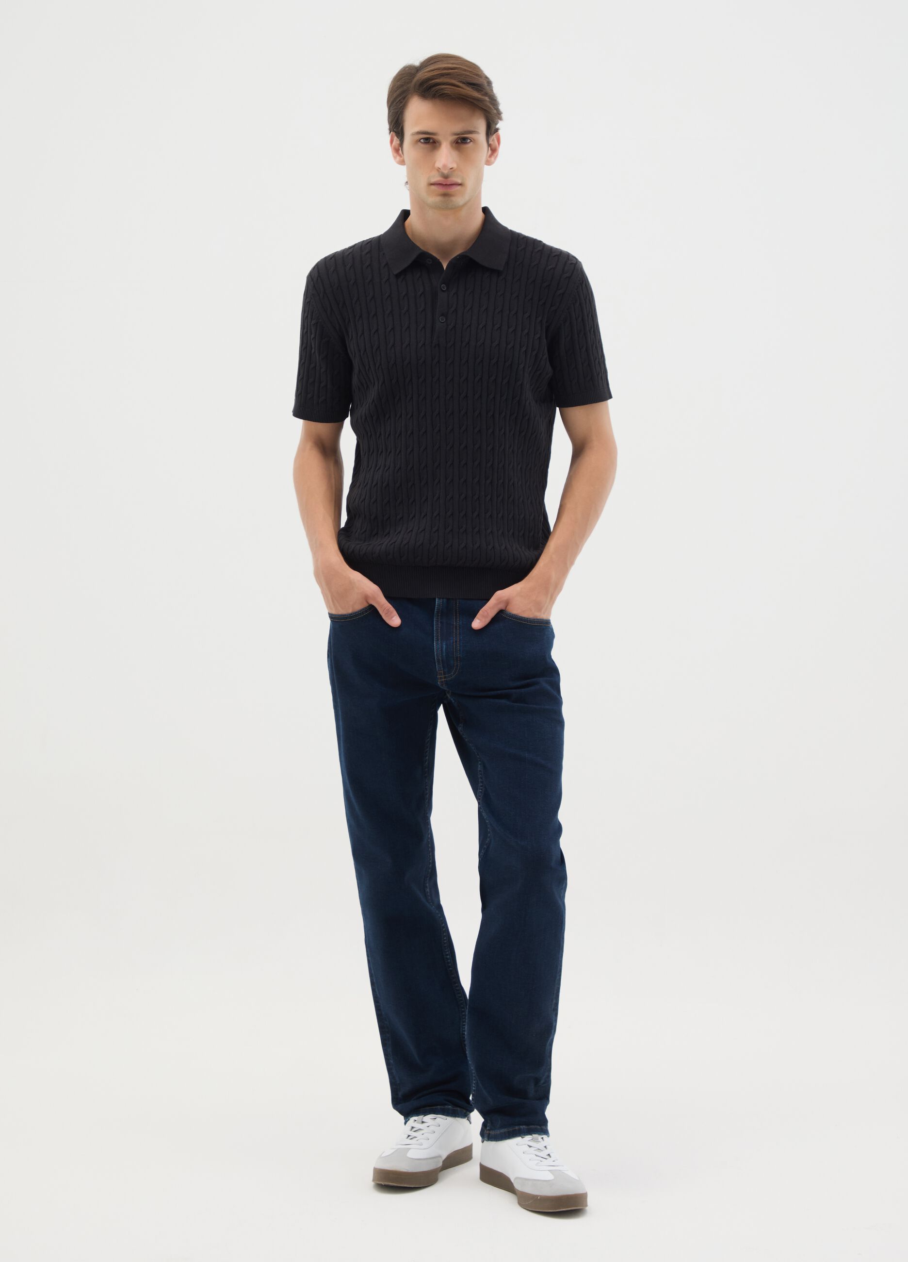 Black pure cotton polo regular fit