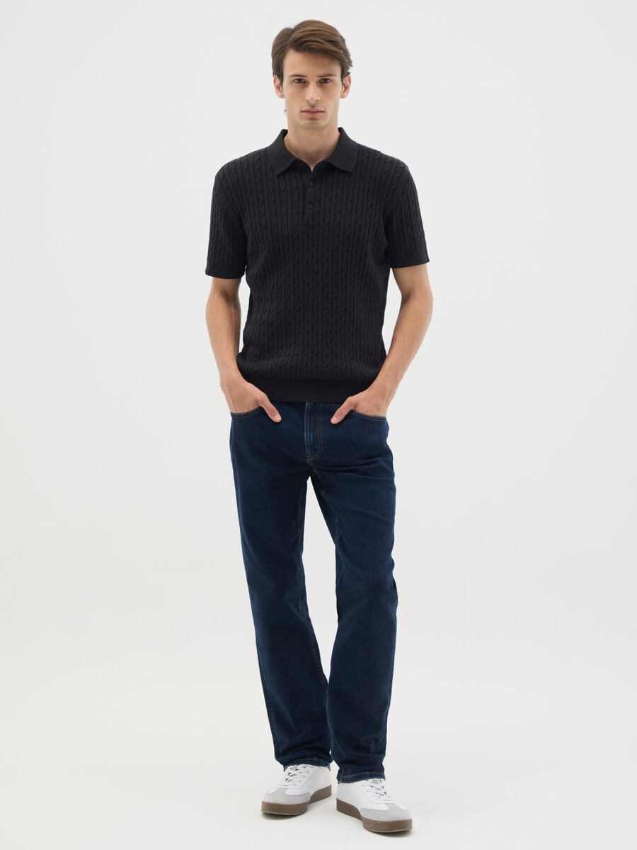 Polo in puro cotone nero regular fit_1