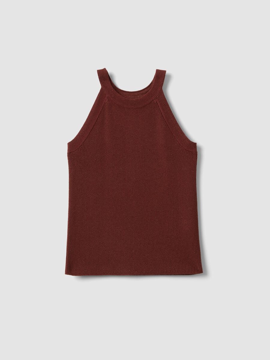Fitted red viscose blend tank top_4