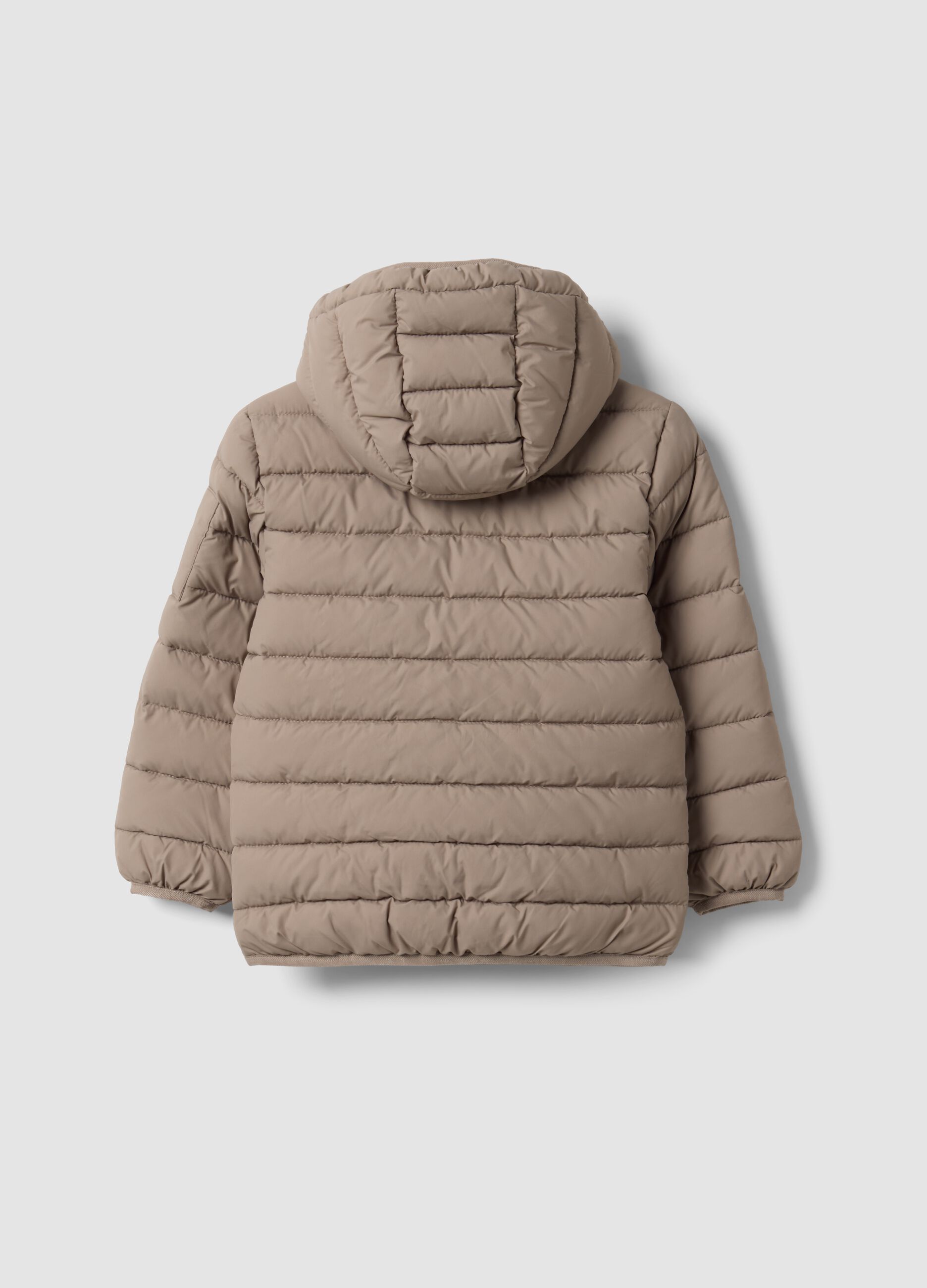 Giubbotto Utralight beige imbottito con cappuccio e zip per bambino