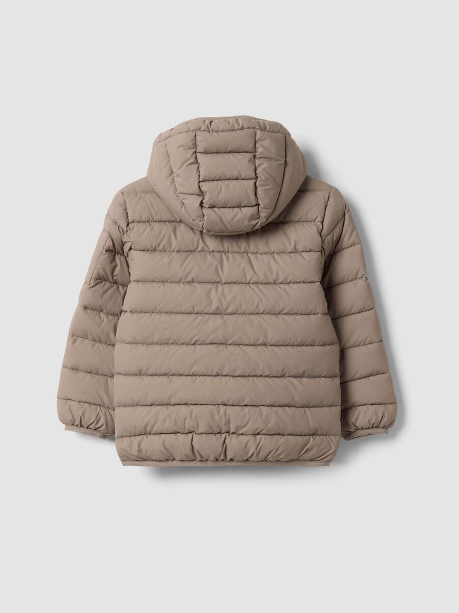 Giubbotto Utralight beige imbottito con cappuccio e zip per bambino_1