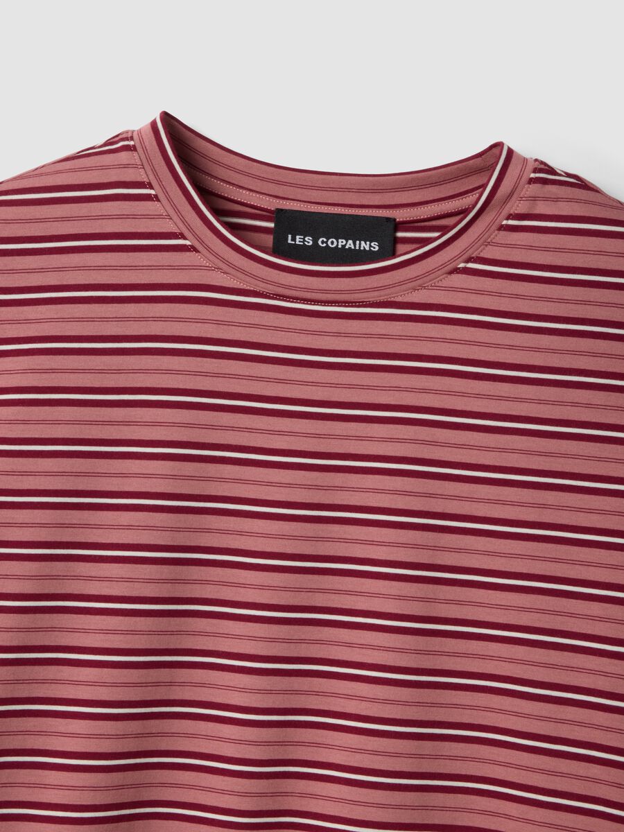 Pink striped cotton-blend T-shirt_1