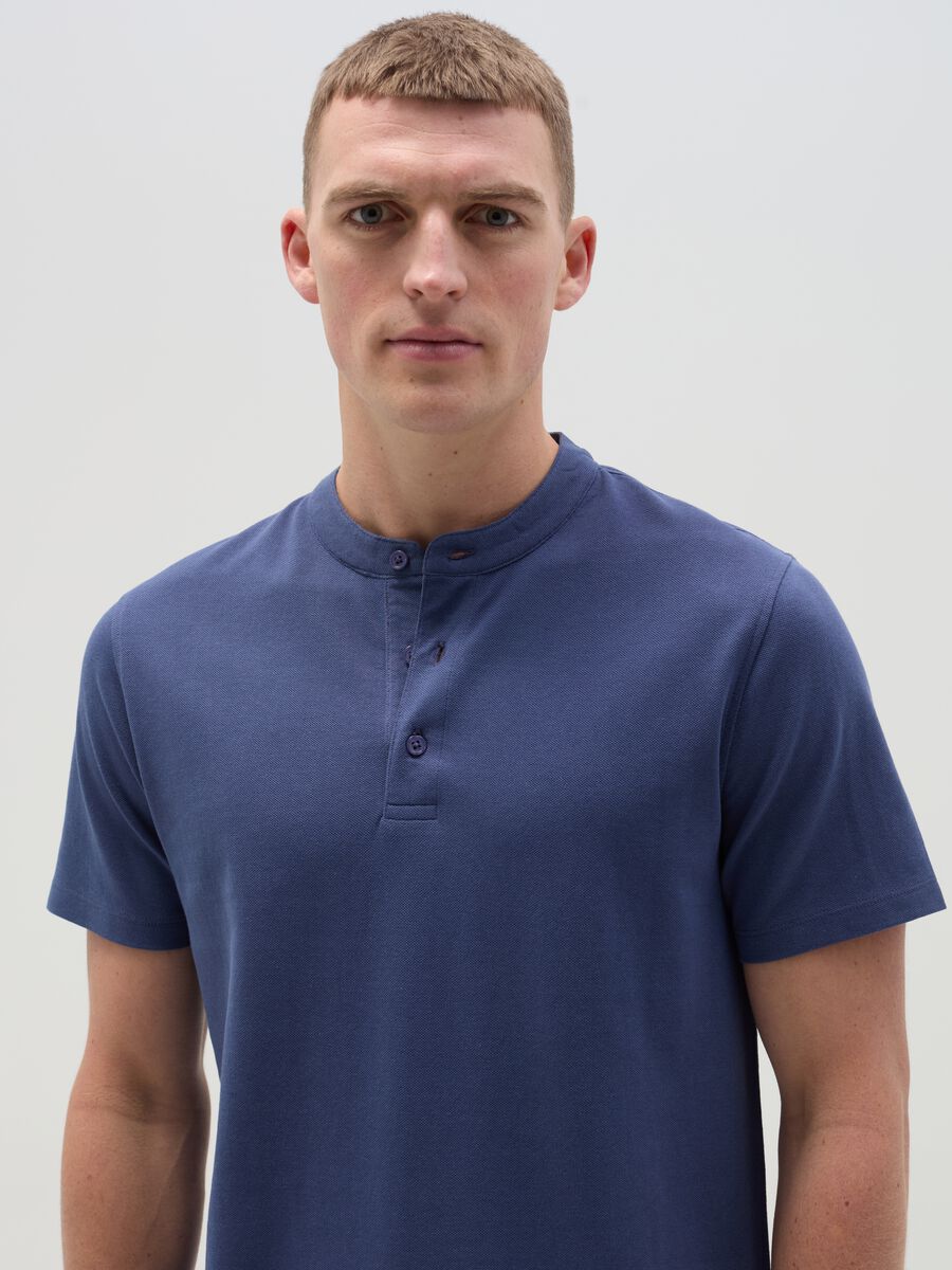 Piquet polo shirt with Mandarin collar_0