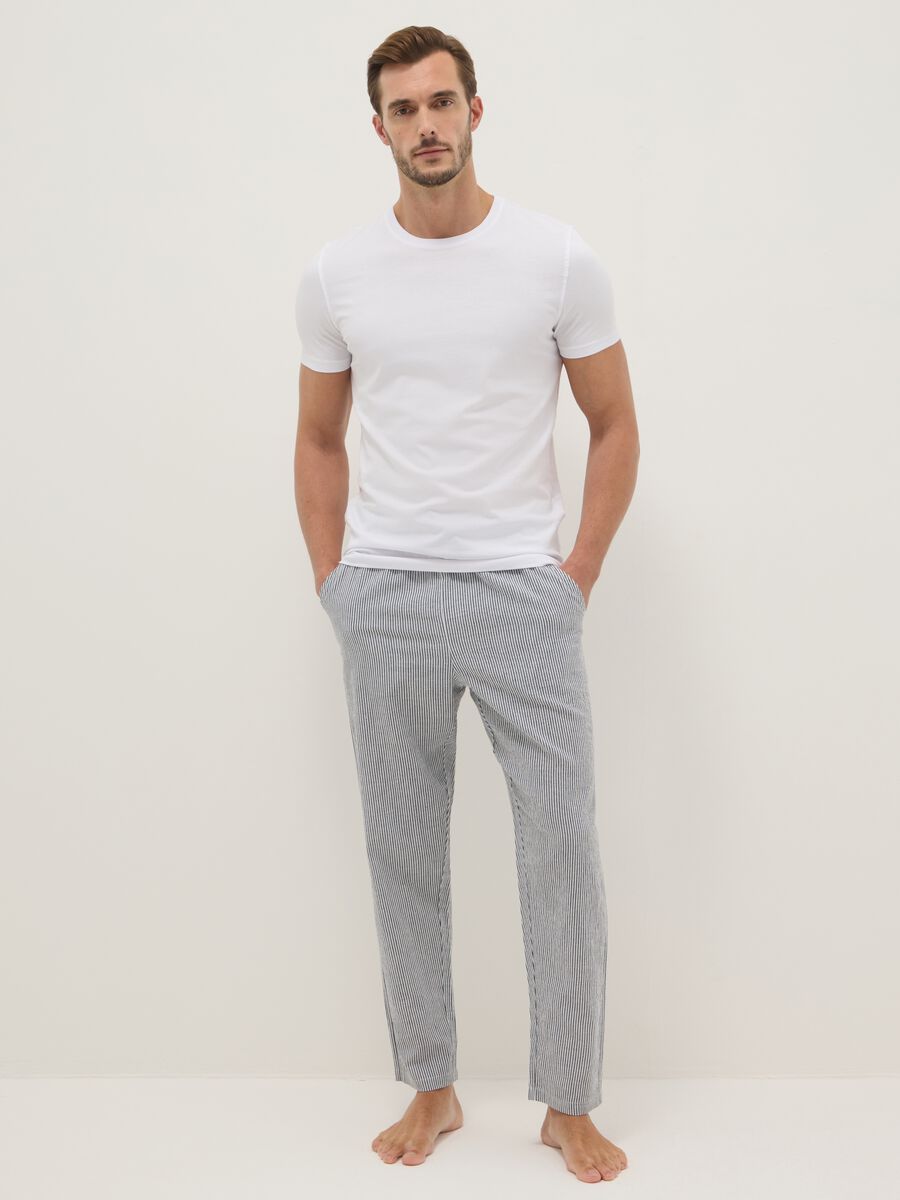 Regular fit multicolour striped pure cotton pyjama shorts_0