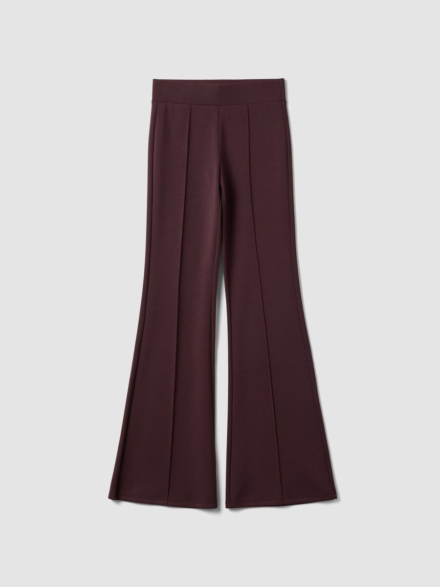Purple flared trousers in stretch modal_0