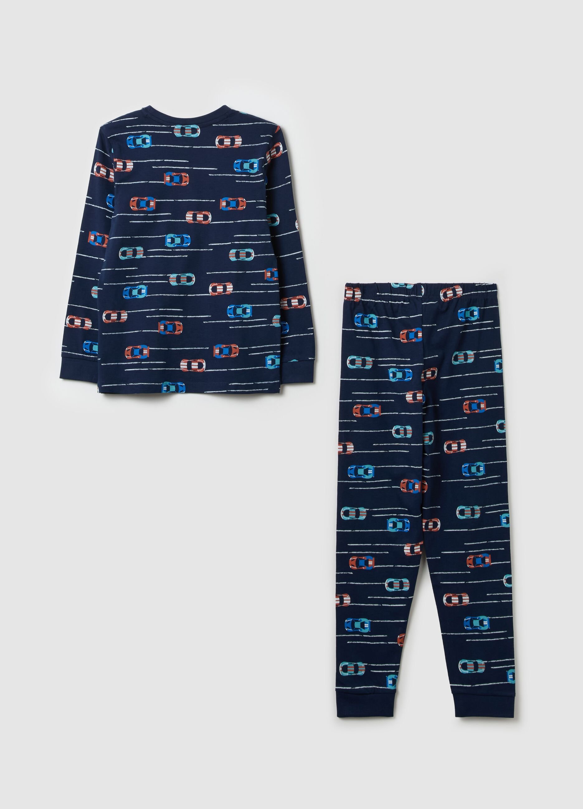 Cotton pyjamas with racing car print