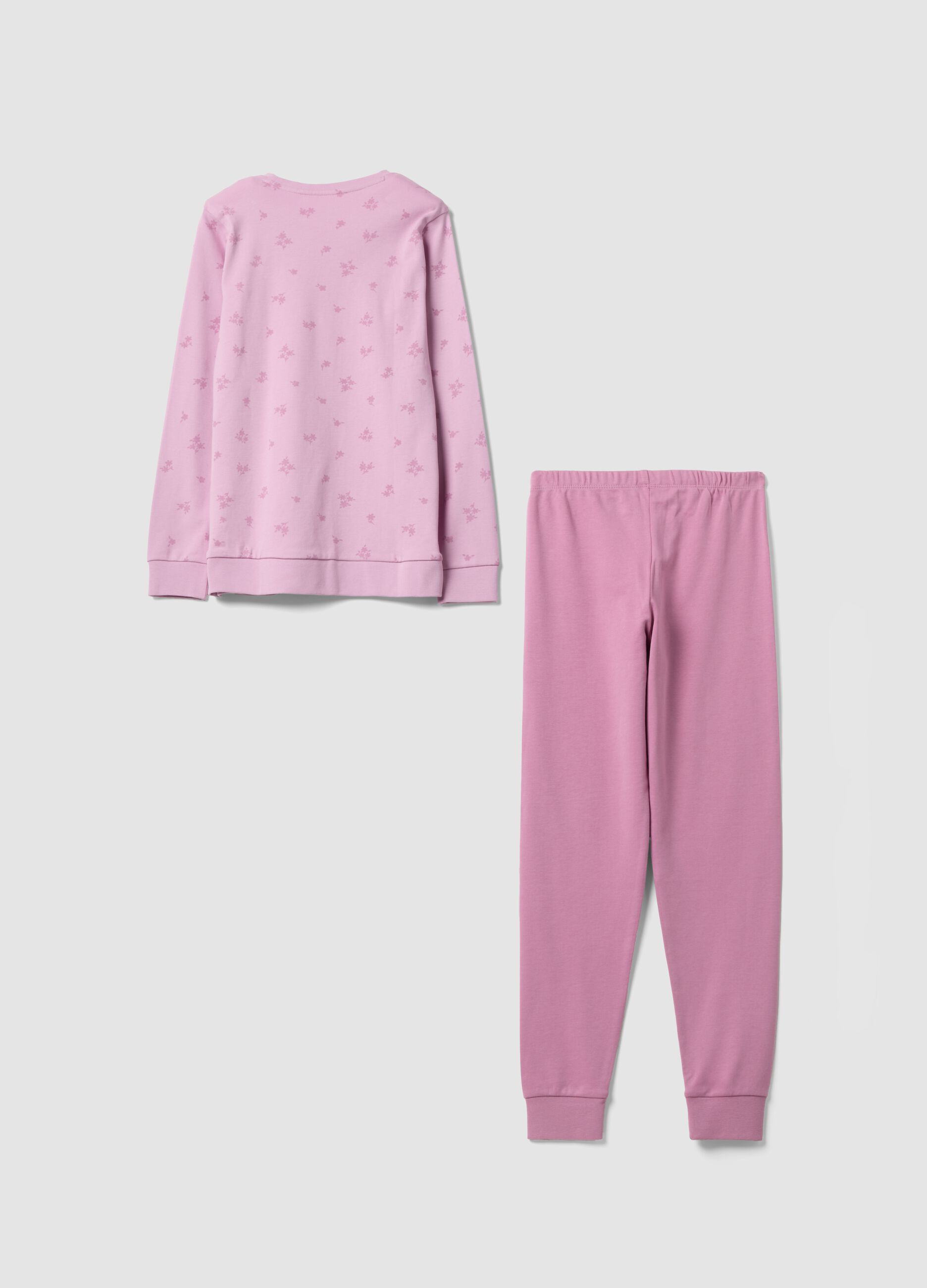 Pink pure organic cotton printed pyjamas for girls