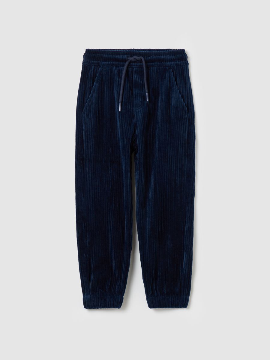 Corduroy jogger trousers with drawstring_0